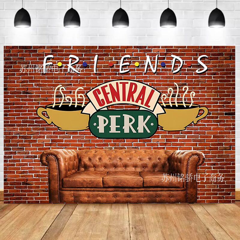 Friends Theme Friends Red Brick Wall 80 90 s Birthday Party Decoration Banner Photography Background Cloth