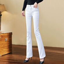 夏季新款微喇叭牛仔裤女士高腰新品显瘦修身大码百搭白色裤子其他