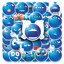 50张小蓝豆表情包贴纸搞怪趣味搞笑抽象防水装饰手帐手机电脑贴纸