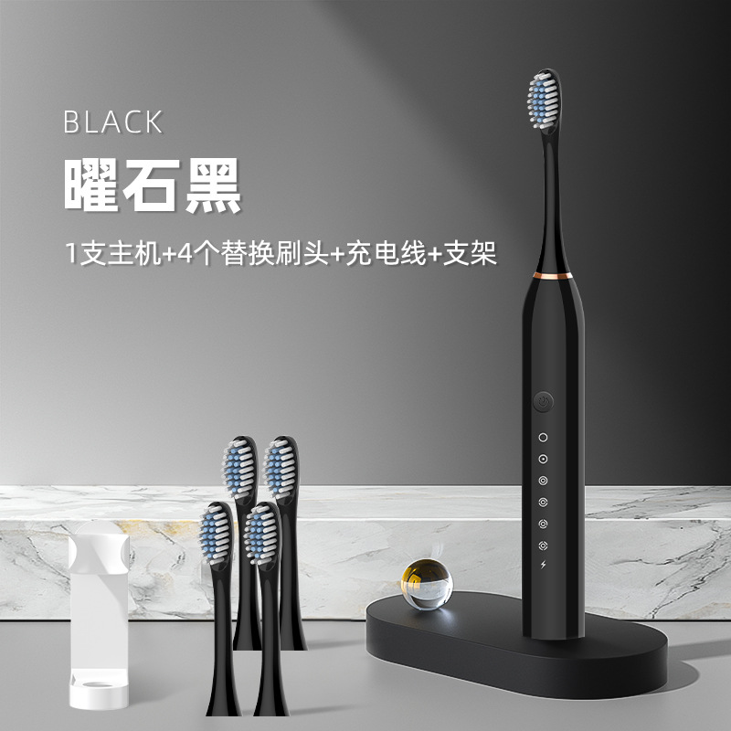 업그레이드된 블랙 [칫솔모 4개 + 스탠드]