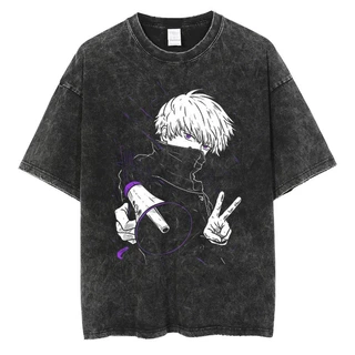 欧码纯棉Men Streetwear Anime Graphic Print T-shirt H