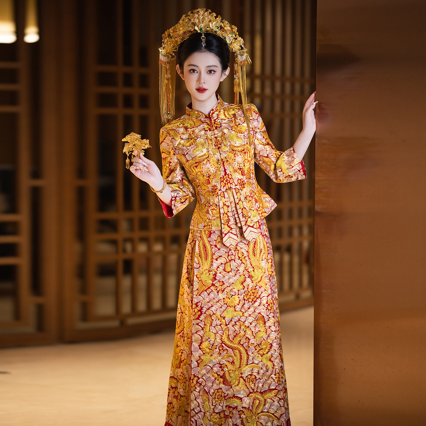 Dragon and Phoenix Wedding Dress 2025 New Bride Chinese Wedding Dress Huang Xiuhe Suit High-End Wedding Dress Wedding Dress