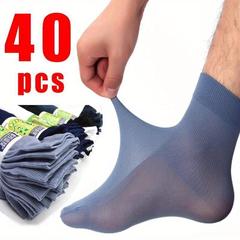 20 40 Pairs Men Socks Bamboo Fiber Short Socks Thin Elastic