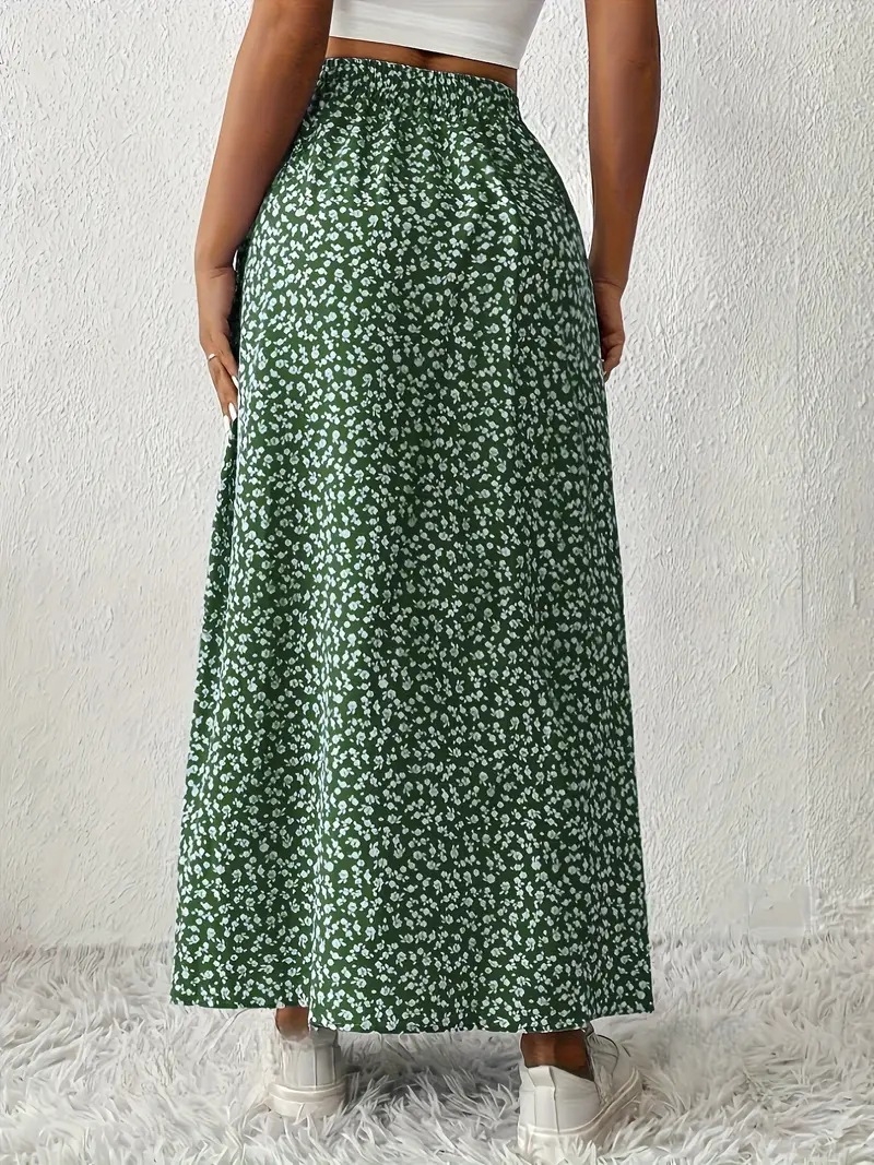 Vintage For Spring Summer, European And American TK Women's New Style, Waist-Cinching Printed Long Skirt With_ecoleips.com