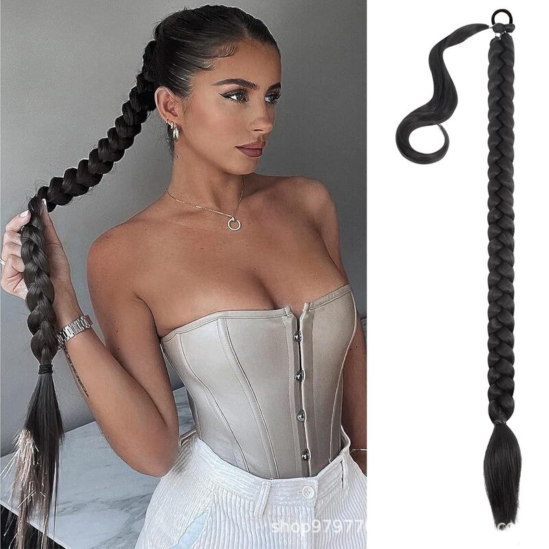 Wig Ponytail Women's Winding Hair Extending Ponytail Synthetic Wig Braid Boxing Braid Amazon Cross Border Dirty Braid
