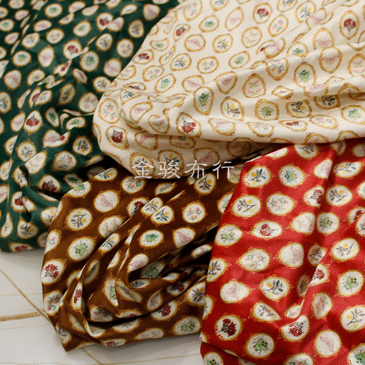 秋冬复古宫廷风碎花印花灯芯绒加厚针织布 女装女童连衣裙磨毛布