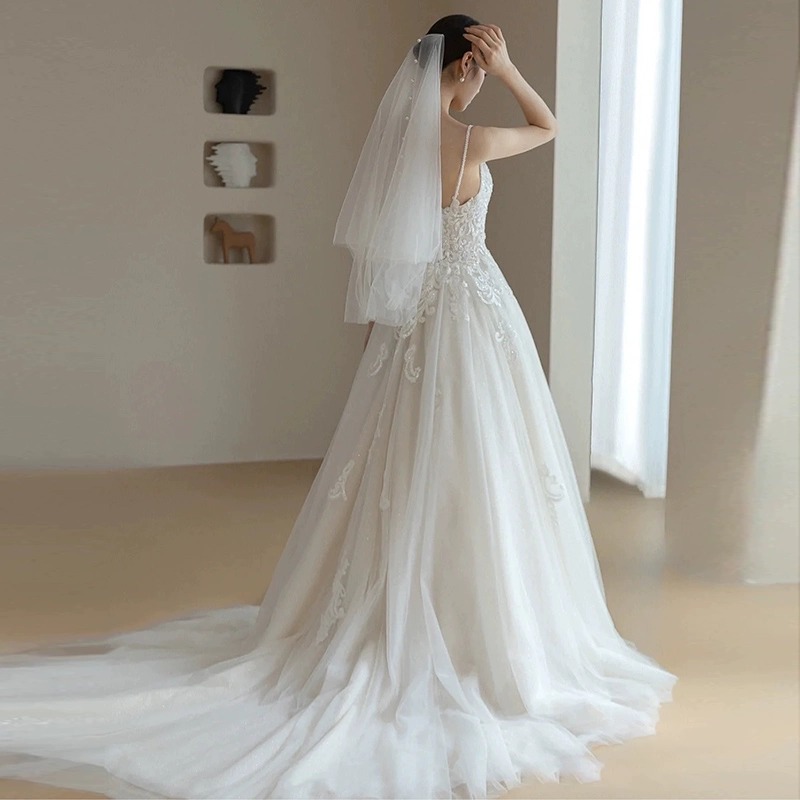 Forest-style Strapless Light Wedding 2026 New Model, Ultra-fairy Dreamy Bridal Gown, Korean Princess Style Reception_voghion.com