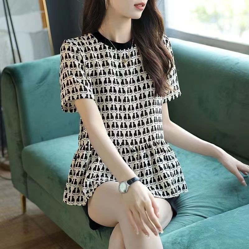 2024 fashionable large-size chiffon belly-covering chiffon shirt…