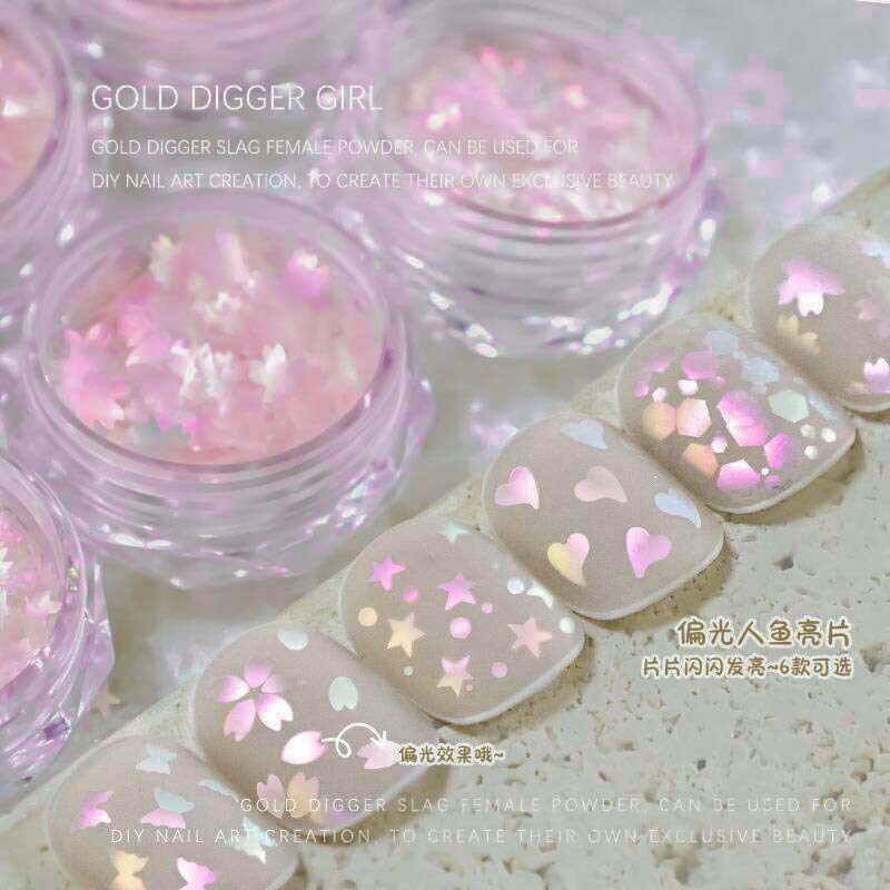 New Style Mermaid Pink Glitter Nail Art Decorations, Aurora Pink Dazzling Irregular Polarized Nail Stickers, Nail Decoration New Style Mermaid Pink Glitter Nail Art Decorations, Aurora Pink Dazzling Irregular Polarized Nail Stickers, Nail Decoration