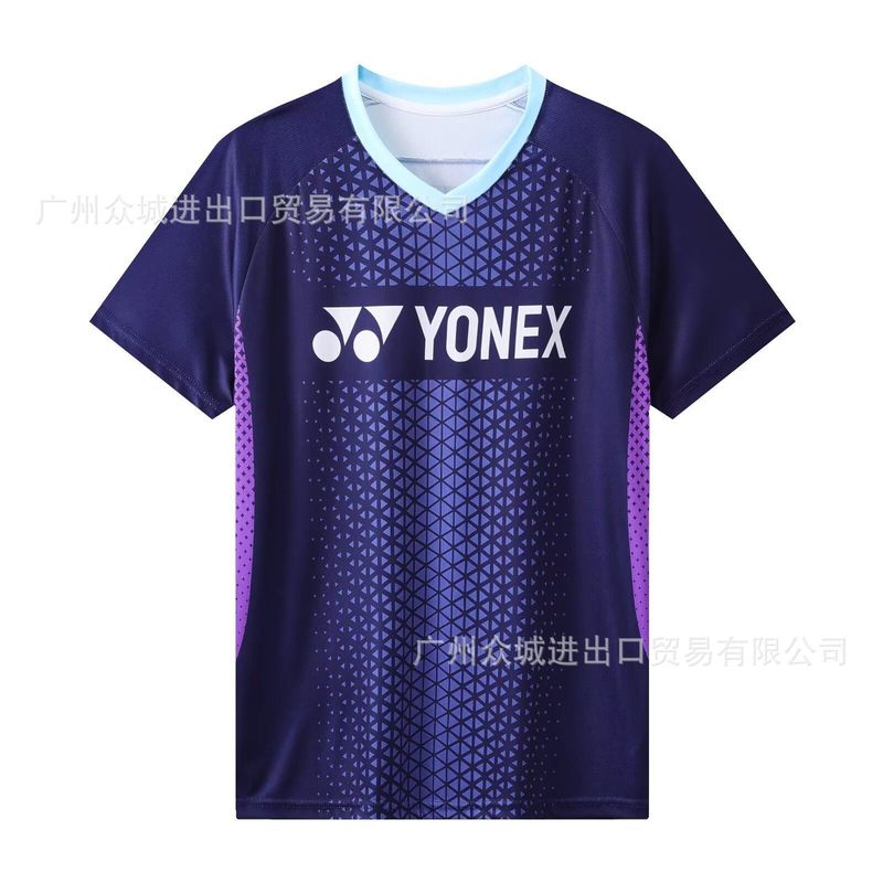 夏の新型yyバドミントン服男女半袖試合服子供通気訓練服速乾運動tシャツ印字|undefined