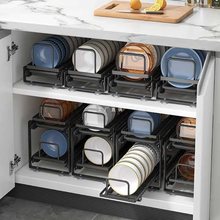 不锈钢抽拉式碗碟碗盘沥碗架橱柜内置厨房收纳碗柜碗晾放篮置物架