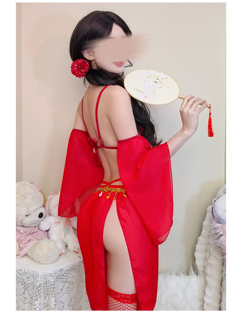 Alien Princess Hanfu-Style Lace Nightdress Set with Tube Top, Sleeves, Skirt and Panties — detail image 11