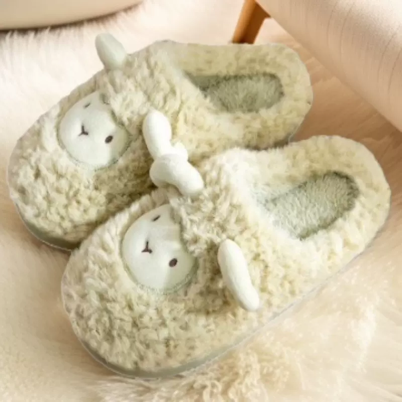 卡通棉拖鞋女款室内保暖居家用防滑可爱毛绒拖鞋