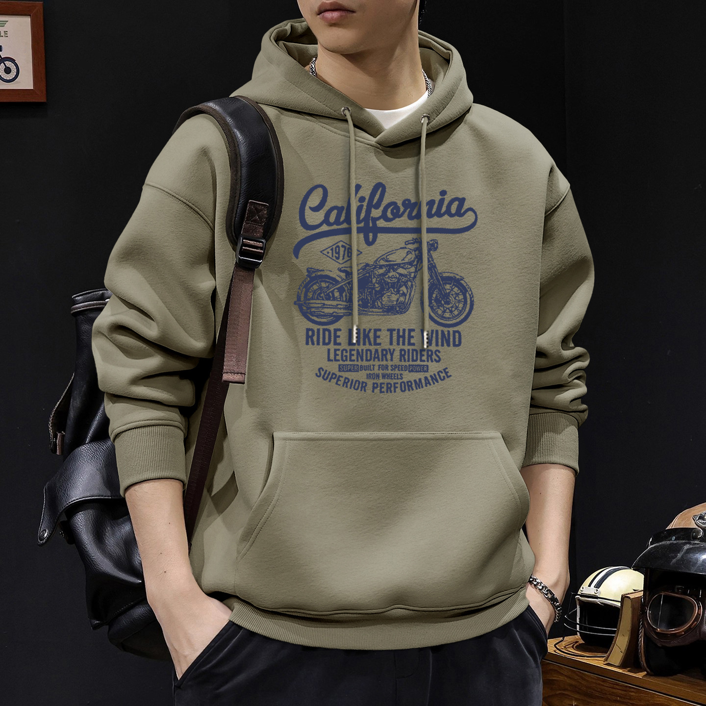 Hong Kong estilo japonés casual 420g pesado chaqueta encapuchada hombre primavera y otoño americano suelto y versátil chaqueta de pareja de estudiantes