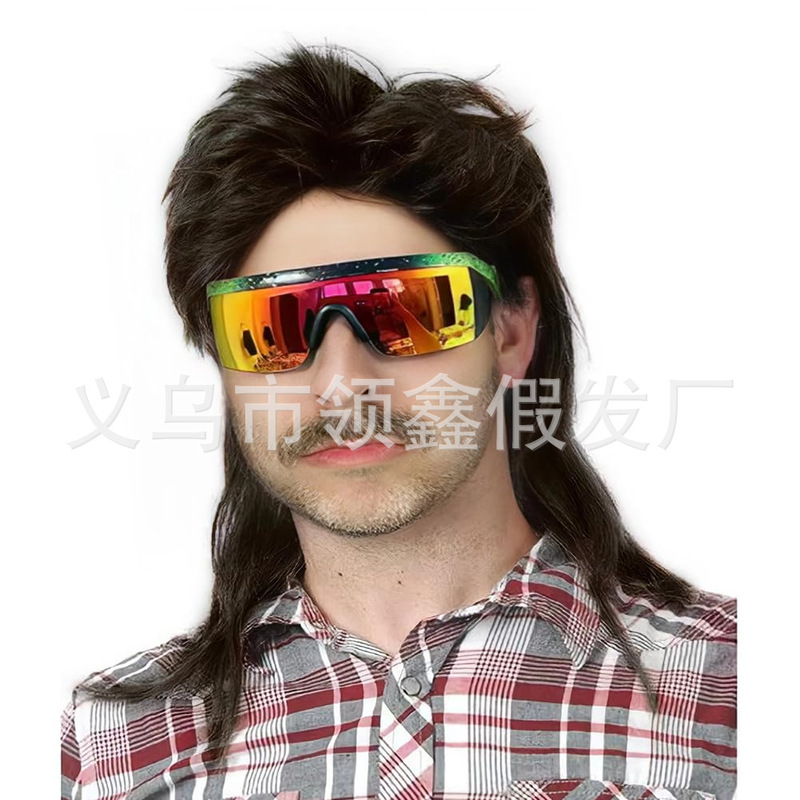 Colonial Wig Men Long Wave Beige Wig Washington Halloween Costume Cosplay Multicolor