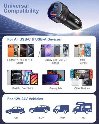 Cross-Border Popular Car Charger A+C Metal Material Super Fast Charging Qc3.0 Mobile Phone Car Fast Charger