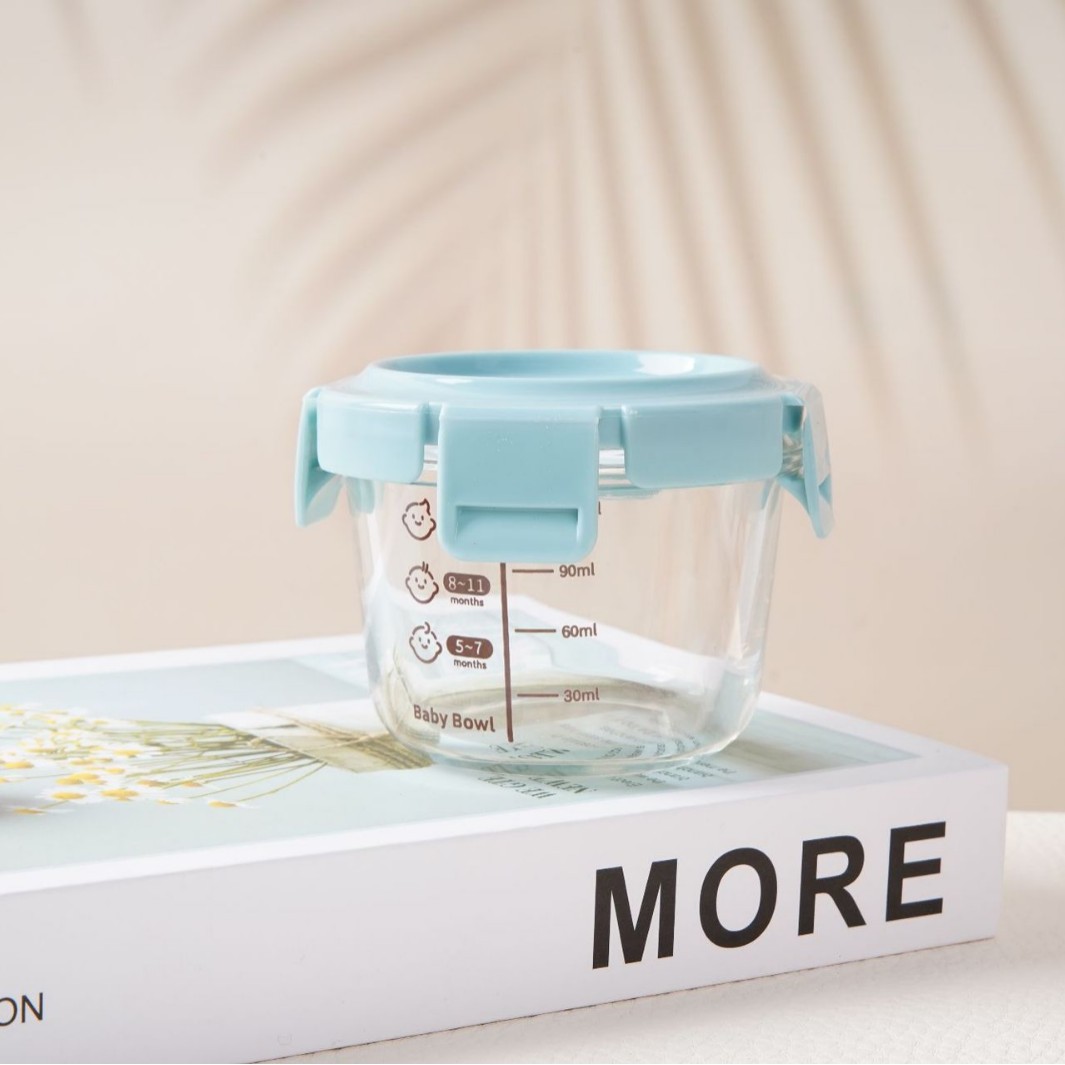 Caja de alimentos con bajo contenido de boro para almacenar vidrio para bebés, tazón de alimentos para bebés al vapor, tazón de huevos al vapor, caja de alimentos con vidrio, frasco sellado