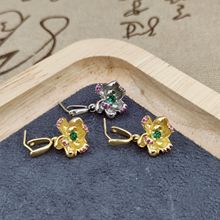 18k包金微镶锆石钻瓜子扣吊坠长针夹扣头diy饰品配件玉夹扣子批发