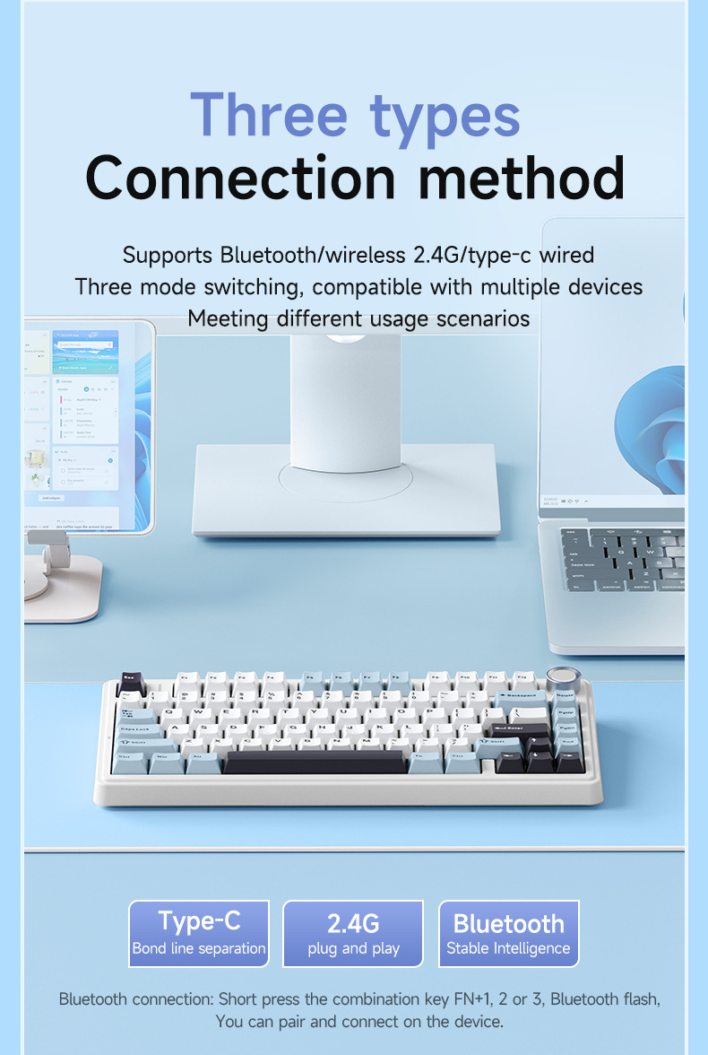 Tastiera meccanica personalizzata AULA Tarantula F75 Wireless Bluetooth 2.4 Il terzo esame simulato Full Key Hot Plug_voghion.com