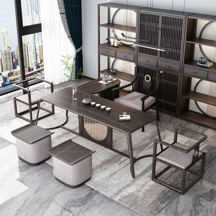 Solid Wood Tea Table and Chair Combination, New Chinese Style Kung Fu Tea Table, Tea Table, Zen Tea Art Table, Light Luxury Tea Room Tea Table