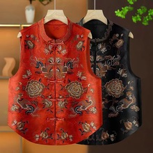 景区热销爆款马夹女批发秋季背心民族风坎肩重工刺绣盘扣马甲新款
