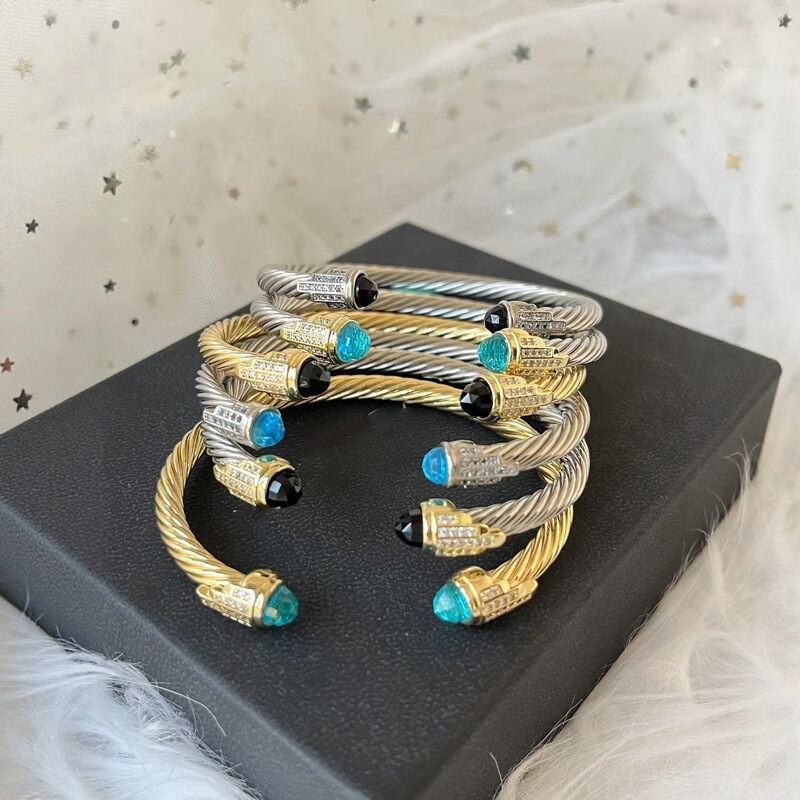 European and American Hot-Selling Twisted Wire Gold Bracelet, Rope Bracelet, Cable Wire Bracelet, Multi-Color Wholesale