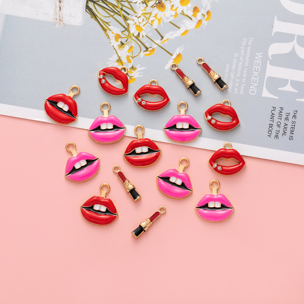 Rhinestones Inlay Material 10 PCS/Package Alloy Rhinestones Lipstick Lips