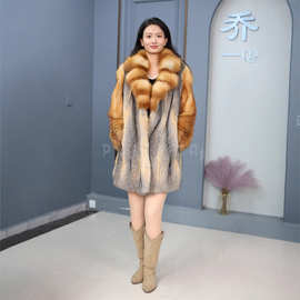 秋冬真皮草新款女高端加拿大进口灰狐红狐毛皮草大衣外套时尚年轻