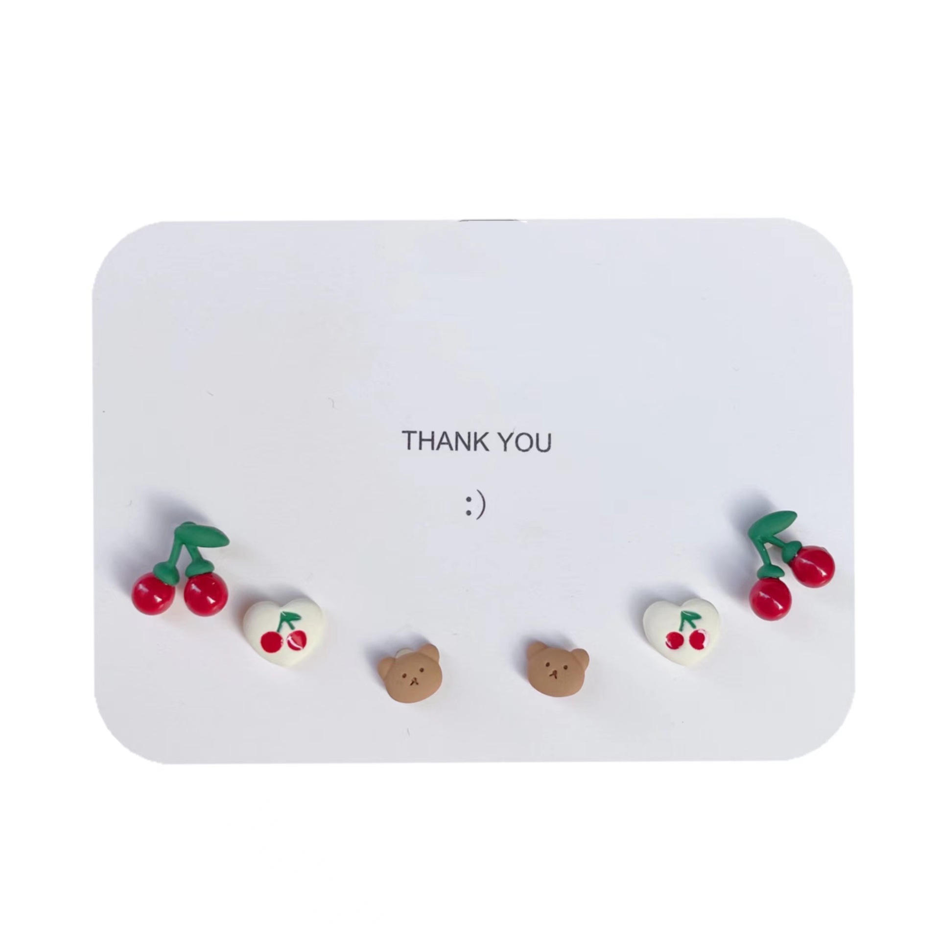 Alloy Material 1 Set Cute Sweet Cherry Bear Alloy Ear Studs