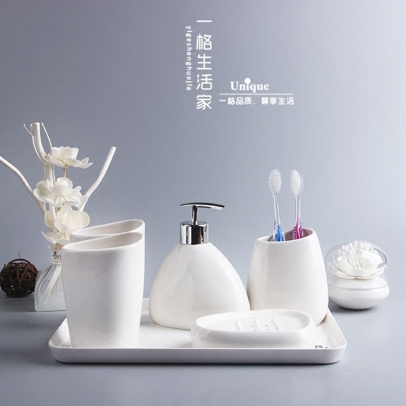 卫浴五件套欧式简约陶瓷洗漱四件套浴室用品套装件结婚