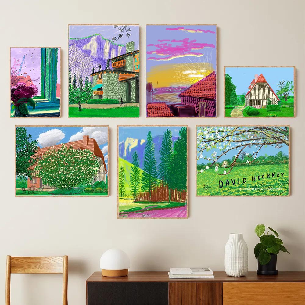 New David Hockney Normandy Spring Collection Painting Green Landscape Niche Decorative Core Poster