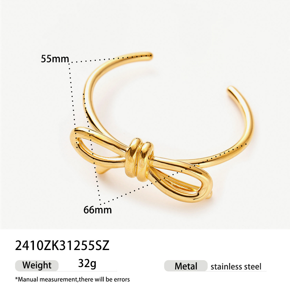 Tina transfronteriza de oro de titanio de 18k pulsera de acero para mujeres de alta calidad sensación dulce arco en joyería pulsera de acero inoxidable europea y americana