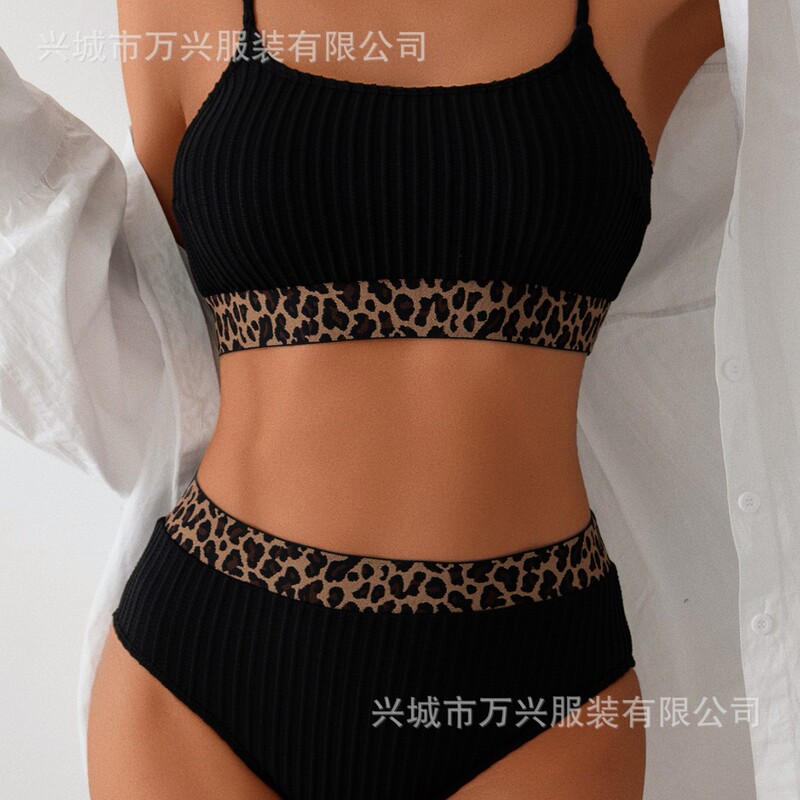 2025 European and American New Sexy Pure Color Triangle Bikini Swimsuit Women's Three-Point Cross-Border Bikini Split Swimsuit