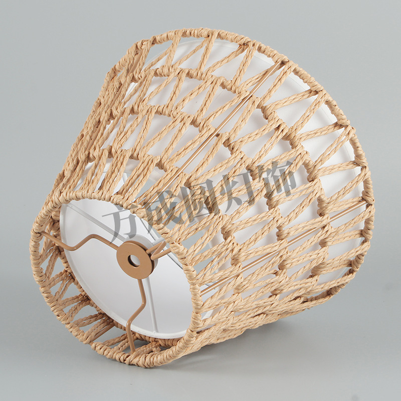 Lámpara de escritorio hecha a mano con cuerda de cáñamo trenzada de doble cabeza lámpara de escritorio hecha a mano con bordes blancos lámpara de escritorio lámpara de piso lámpara de cubierta lámpara de cubierta