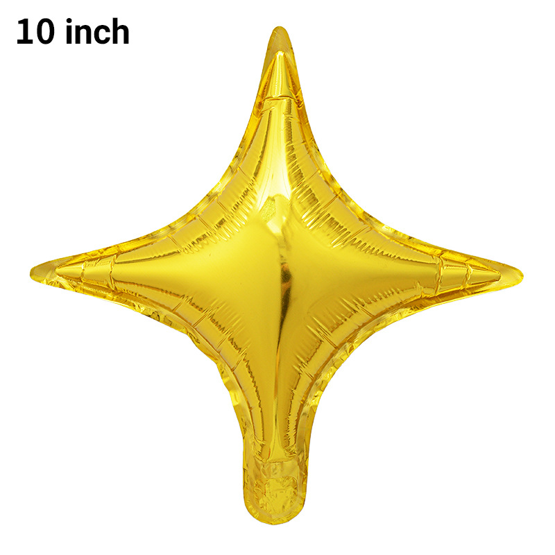 Globo de estrella de cuatro esquinas de 10 pulgadas, decoración de celebración de fiesta de cumpleaños, placa de luz de película de aluminio, globo de estrella cuadrilátero al por mayor