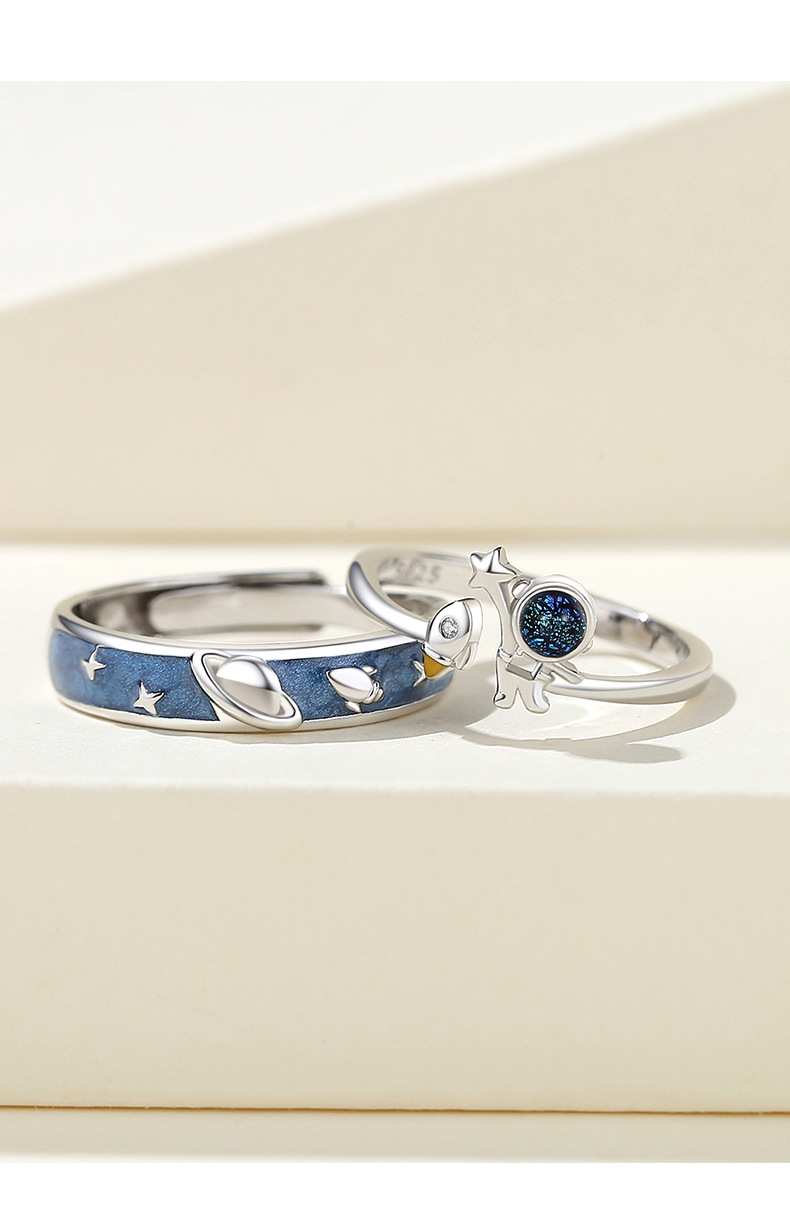 Fashion Astronaut Sterling Silver Plating Inlay Zircon Rings 1 Piece