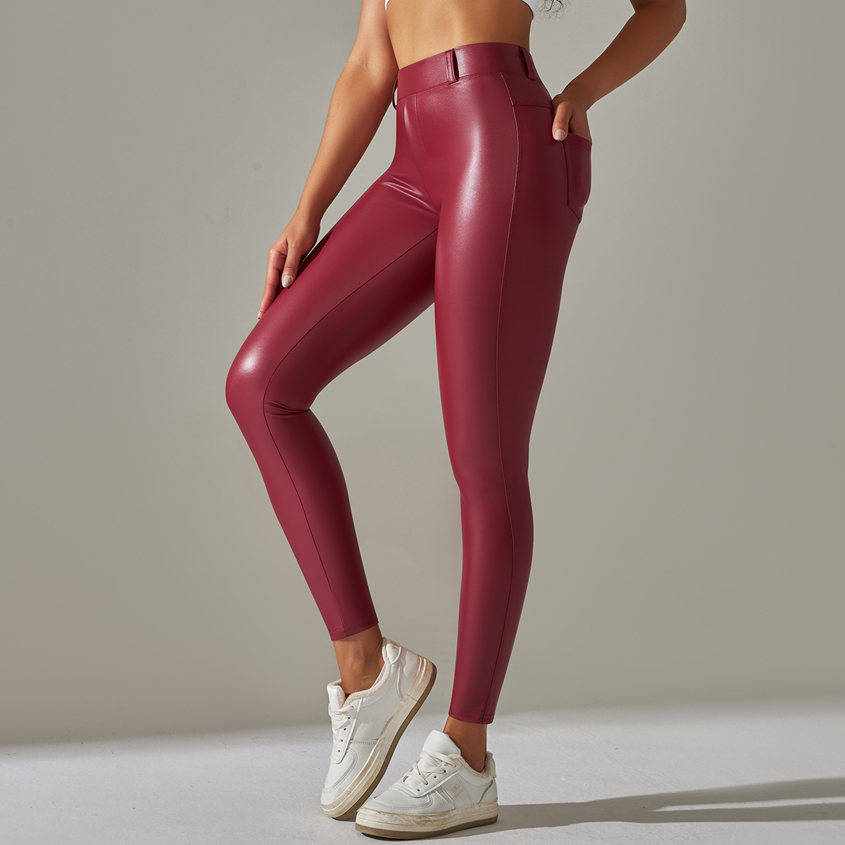Modern Style Solid Color Chemical Fiber Blending Polyester Active Bottoms Skinny Pants display picture 22