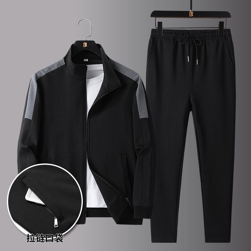 Traje de deporte casual para hombres de mediana edad y ancianos primavera y otoño más tamaño suéter suelto de dos piezas abrigo de papá hombres