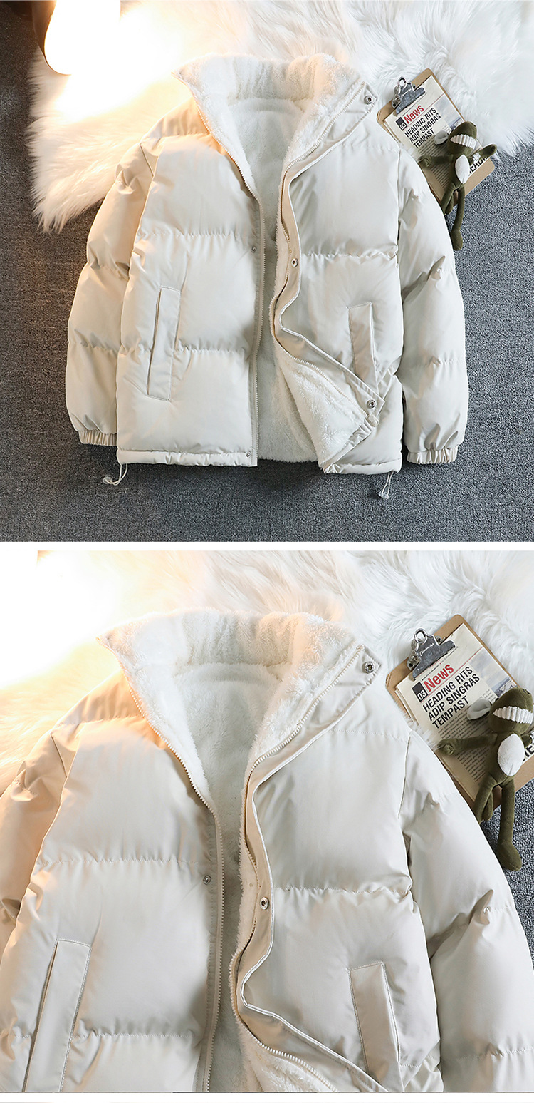 Stand-up Collar Padded Jacket For Men And Women With Fleece Loose Padded Jacket For Couples With Padded Jacket For Men With Fleece_viptrois.com