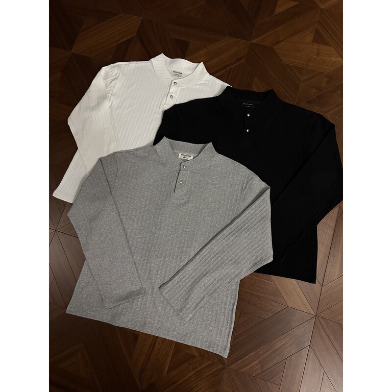 Crystal Button Henry Collar Basic Old Money Long-Sleeved Boxy Version Right Shoulder Fitted Bottoming Sweatshirt Autumn and Winter