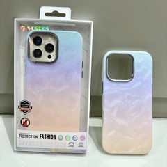 适用iPhone17云朵羽纱手机壳苹果16promax幻彩渐变水波纹镭射壳15