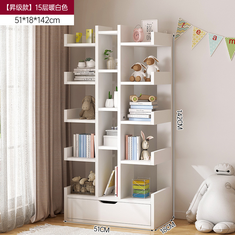 Estante de libros simple estante de piso pequeño estante de libros contra la pared estante de almacenamiento de sala de estar estante de almacenamiento gabinete de oficina