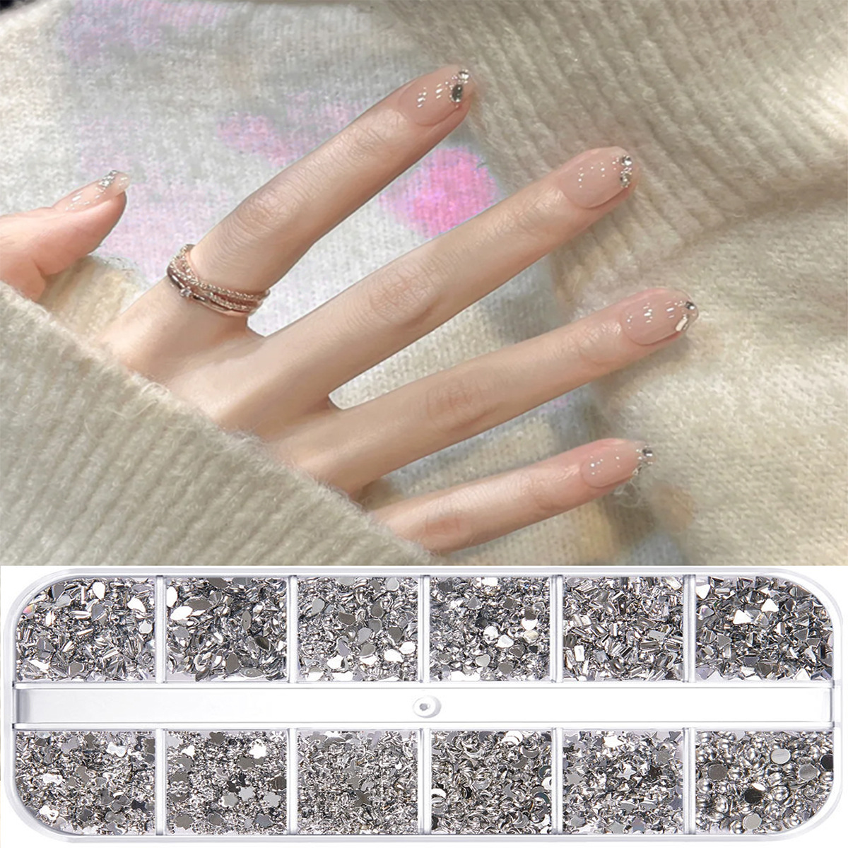 Joyas de manicura 12 ga acrílico transfronterizo conjunto explosivo AB mezcla taladro plano taladro de manicura de color al por mayor