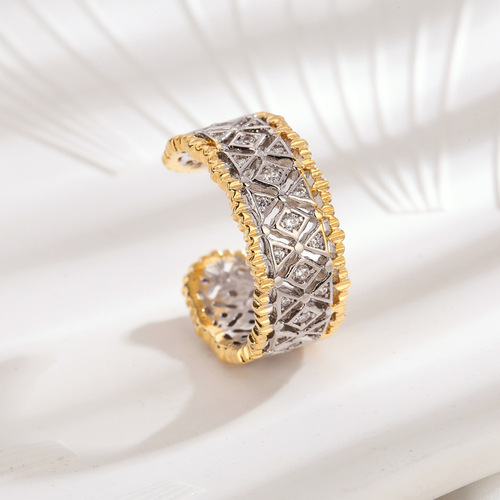 Buccella craftsmanship Italian 18k gold-plated vintage open bracelet hollow honeycomb carved gold women's bracelet accessories