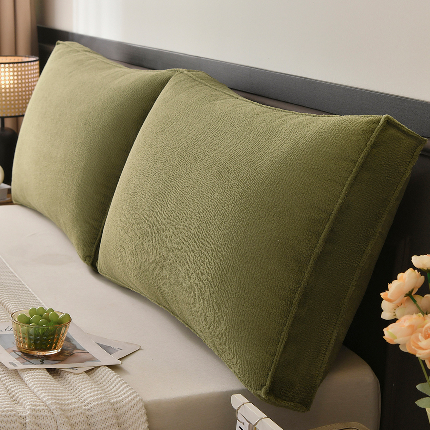 New Feather Snow Velvet Headboard Cushion with a Simple Texture, Sofa Backrest, Tatami Soft Cushion, Skin-Friendly and Removable for Washing