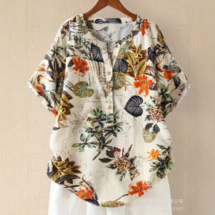 2024 European and American Cross-border plus size Women's plus size Shirt Long Sleeve Printed Shirt for Women