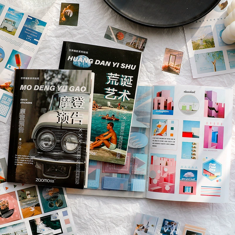Книга-наклеек из японской бумаги, серия «Miniature World» — декоративные стикеры, 6 вариантов