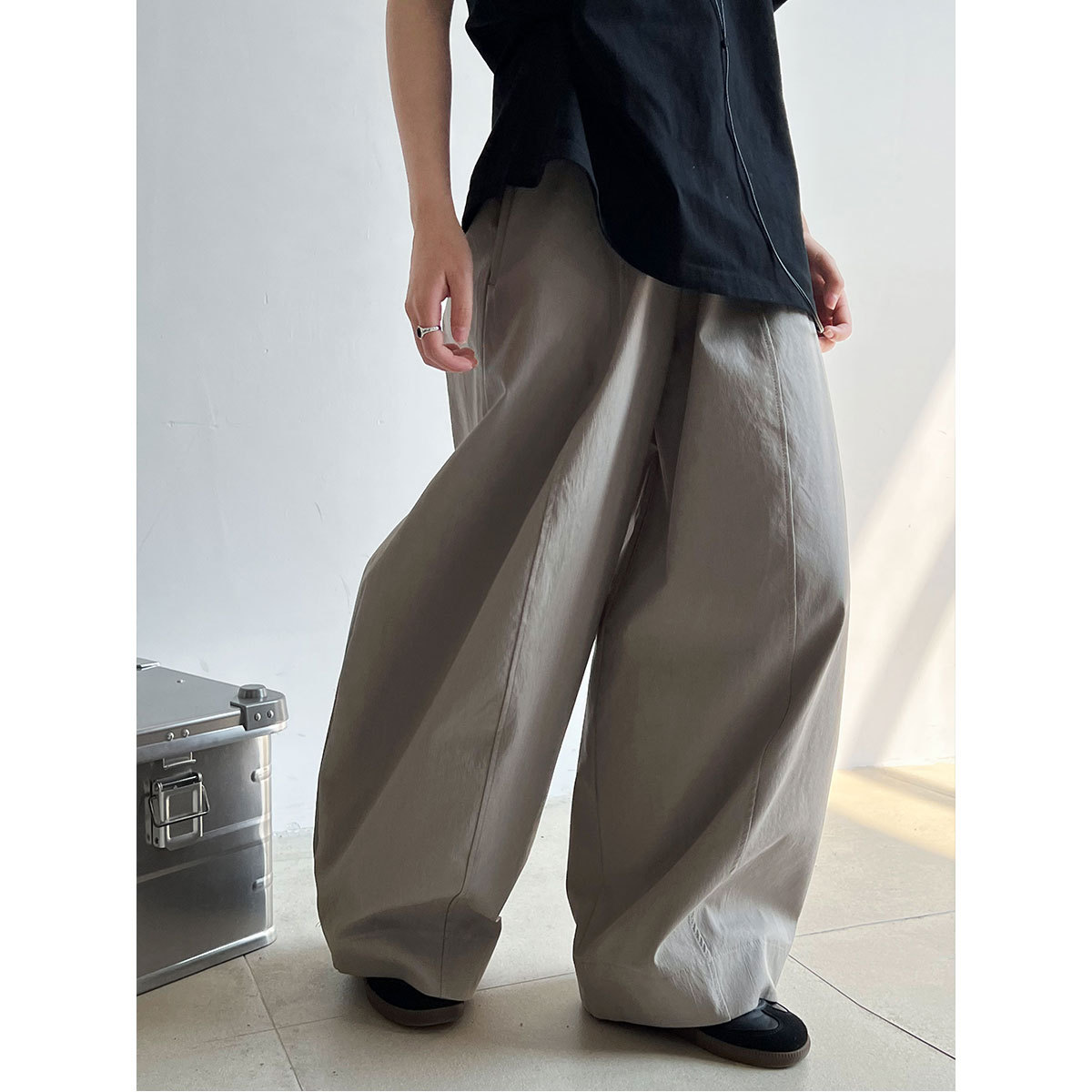 Ns American Retro Style Relaxed Fit Scimitar Pants Design Slimming Long Pants Women's Spring and Summer New Loose Wide-Leg Pants 1872