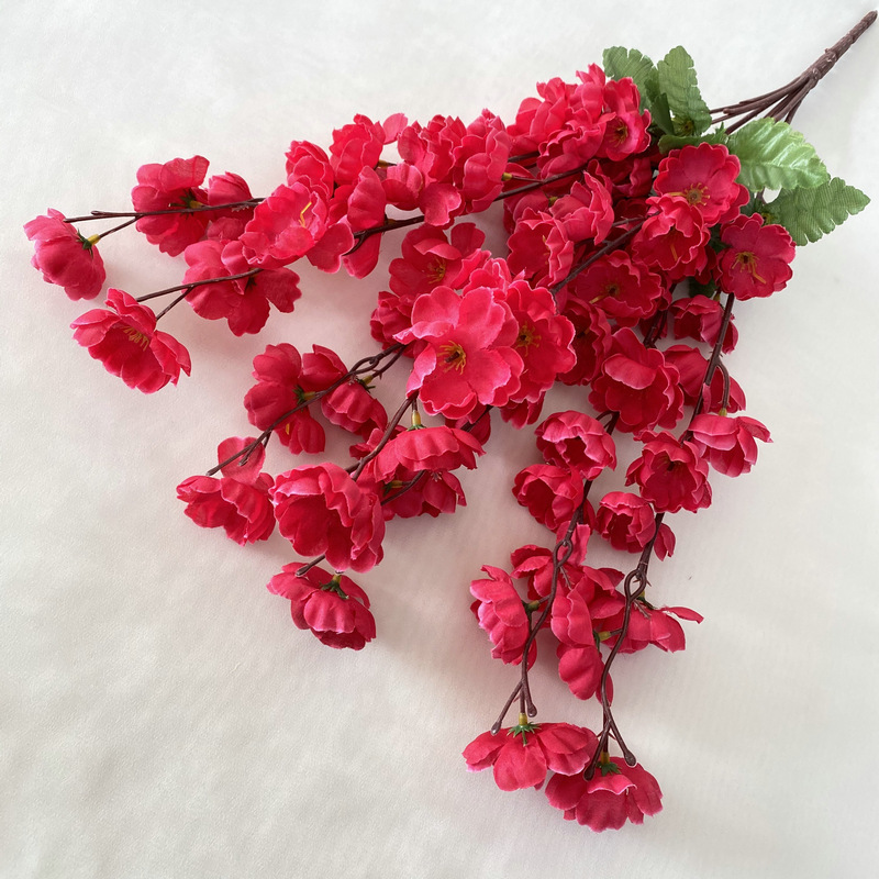7-tenedor Flor de melocotón ingeniería jardinería conjunto flor artificial Flor de seda boda decoración interior mango artificial Flor de melocotón venta al por mayor
