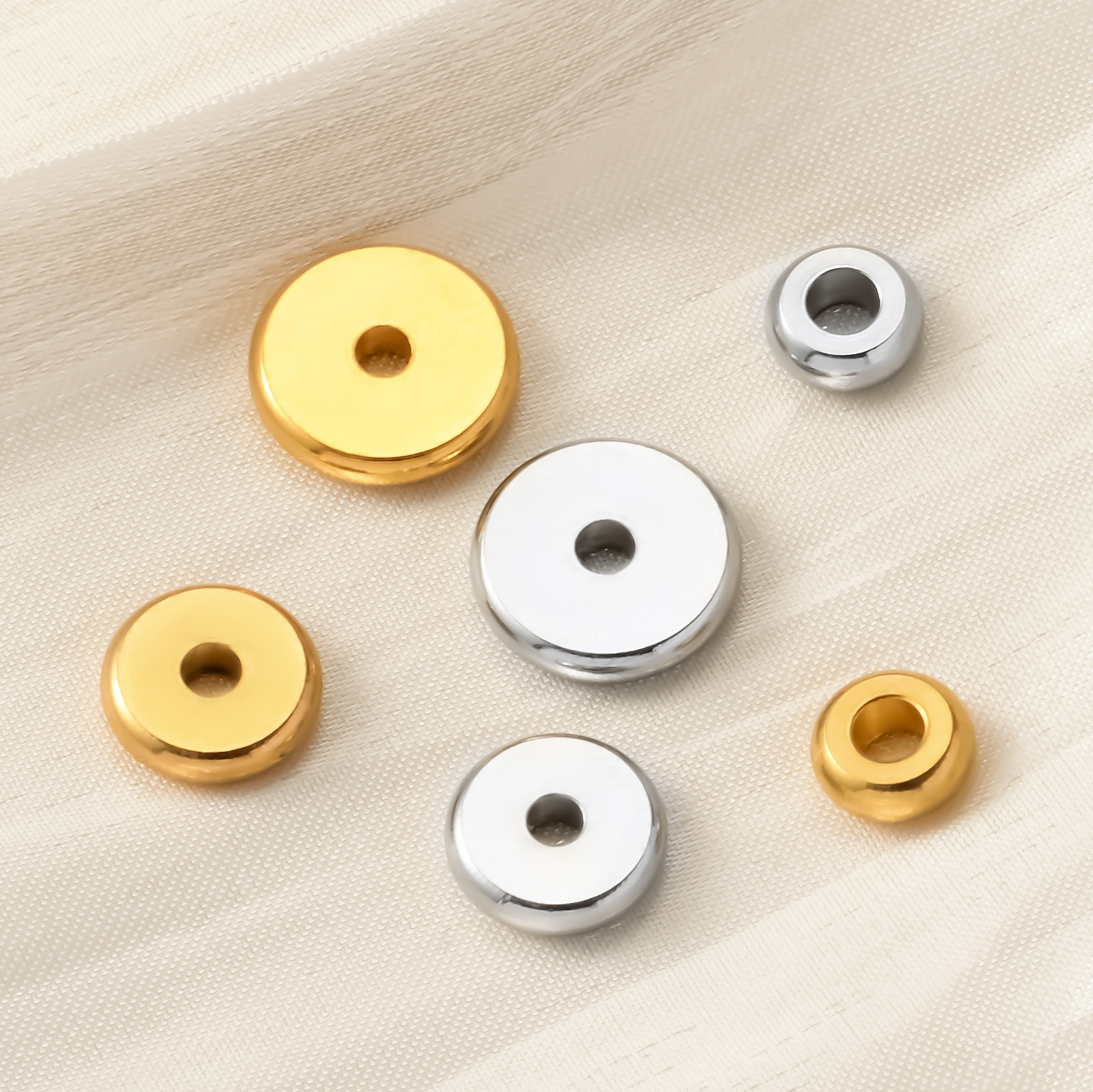 304 Stainless Steel Material 50 PCS/Package 304 Stainless Steel Solid Color DIY Jewelry Accessories Beads